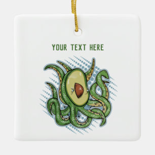 Funny Octopus Avocado Keramisch Ornament