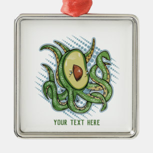 Funny Octopus Avocado Metalen Ornament