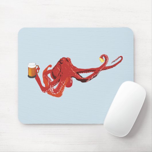 Funny Octopus Beer Lover Muismat (Met muis)