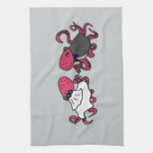 Funny Octopus Bride en Groom Wedding Art Theedoek (Verticaal)