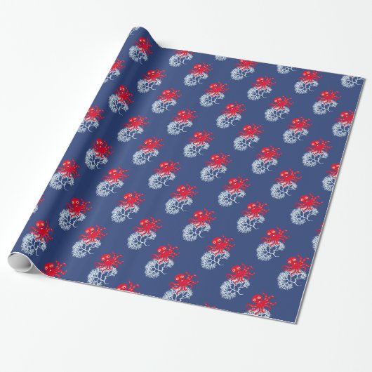 Funny octopus cadeaupapier (Uitgerold)
