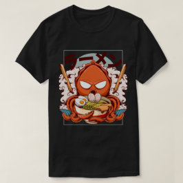 Funny Octopus Chef Holding Ramen Bowl T-shirt