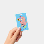 Funny octopus hugs diver cartoon humor badge (Handheld)