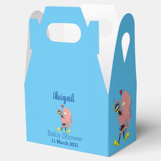 Funny octopus hugs diver cartoon humor bedankdoosjes (Geopend)