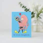 Funny octopus hugs diver cartoon humor briefkaart (Staand voorkant)