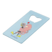 Funny octopus hugs diver cartoon humor creditkaart flessenopener (Achterkant Gekanteld)