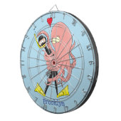 Funny octopus hugs diver cartoon humor dartbord (Voorkant Rechts)