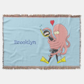 Funny octopus hugs diver cartoon humor deken (Voorkant)