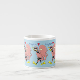 Funny octopus hugs diver cartoon humor espresso kop
