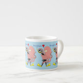Funny octopus hugs diver cartoon humor espresso kop (Voorkant rechts)