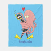Funny octopus hugs diver cartoon humor fleece deken (Voorkant)