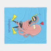 Funny octopus hugs diver cartoon humor fleece deken (Voorkant (Horizontaal))