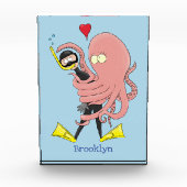 Funny octopus hugs diver cartoon humor fotoblokken (Voorkant)