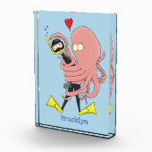 Funny octopus hugs diver cartoon humor fotoblokken (Rechts)