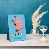 Funny octopus hugs diver cartoon humor fotoplaat (Zijkant)
