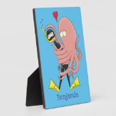 Funny octopus hugs diver cartoon humor fotoplaat (Zijkant)