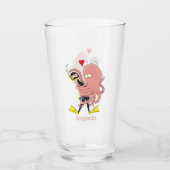 Funny octopus hugs diver cartoon humor glas (Voorkant)