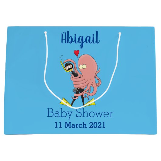 Funny octopus hugs diver cartoon humor groot cadeauzakje (Voorkant)