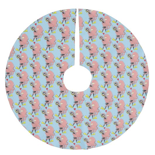 Funny octopus hugs diver cartoon humor kerstboom rok (Voorkant)