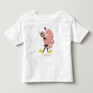 Funny octopus hugs diver cartoon humor kinder shirts