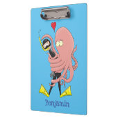 Funny octopus hugs diver cartoon humor klembord (Links)
