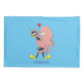 Funny octopus hugs diver cartoon humor kussensloop (Achterkant)