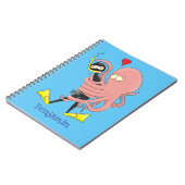 Funny octopus hugs diver cartoon humor notitieboek (Linkerzijde)