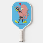 Funny octopus hugs diver cartoon humor pickleball paddle (Achterkant)