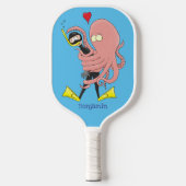 Funny octopus hugs diver cartoon humor pickleball paddle (Voorkant)