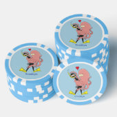 Funny octopus hugs diver cartoon humor poker chips (Opstapeling)