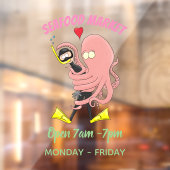 Funny octopus hugs diver cartoon humor raamsticker (Vel 2)