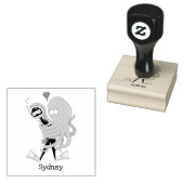 Funny octopus hugs diver cartoon humor rubberstempel (Gestempeld)