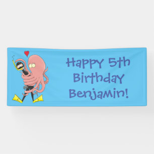 Funny octopus hugs diver cartoon humor spandoek