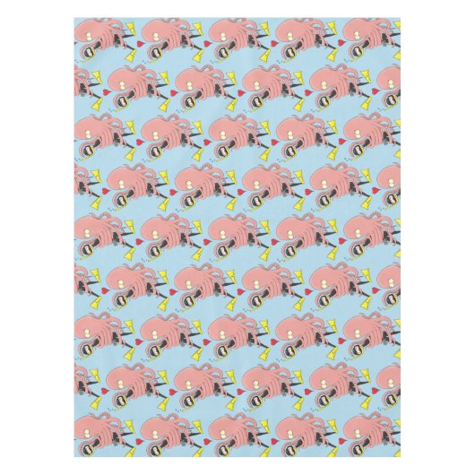 Funny octopus hugs diver cartoon humor tafelkleed (Voorkant)