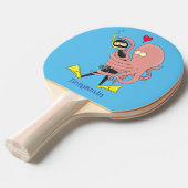 Funny octopus hugs diver cartoon humor tafeltennisbatje (Voorkant Gekanteld)