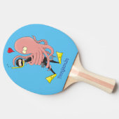 Funny octopus hugs diver cartoon humor tafeltennisbatje (Zijkant)