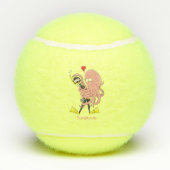 Funny octopus hugs diver cartoon humor tennisballen (Achterkant)
