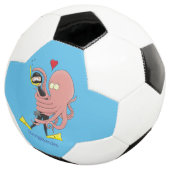 Funny octopus hugs diver cartoon humor voetbal (Drie kwart)