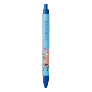 Funny octopus hugs diver cartoon humor zwarte inkt pen