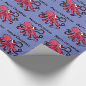 Funny Octopus in Santa Hat-kerstkunst Cadeaupapier (Hoek)