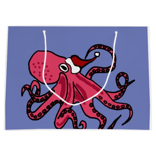 Funny Octopus in Santa Hat-kerstontwerp Large Cadeautasje (Voorkant)