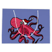 Funny Octopus in Santa Hat-kerstontwerp Large Cadeautasje (Achterkant)