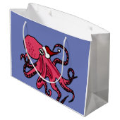 Funny Octopus in Santa Hat-kerstontwerp Large Cadeautasje (Achterkant Gekanteld)