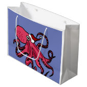 Funny Octopus in Santa Hat-kerstontwerp Large Cadeautasje (Voorkant Gekanteld)
