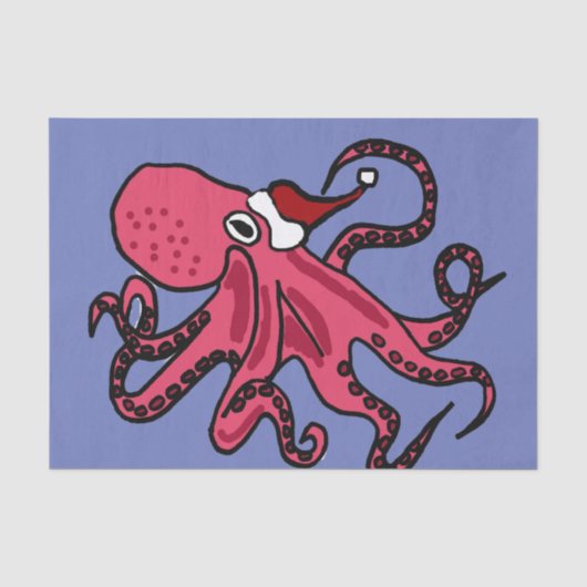 Funny Octopus in Santa Hat-kerstontwerp Tissuepapier (Voorkant)