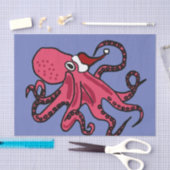 Funny Octopus in Santa Hat-kerstontwerp Tissuepapier (Craft)