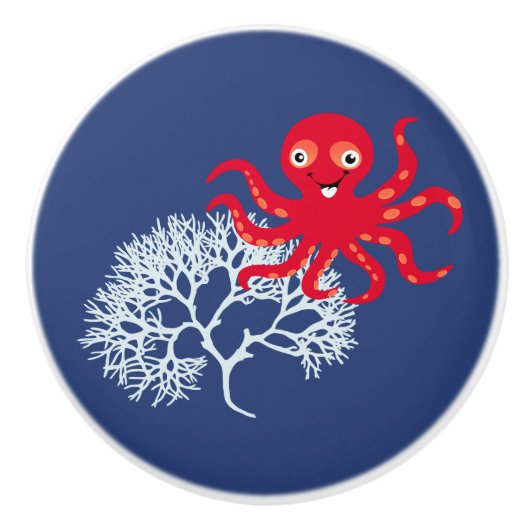 Funny octopus keramische knop (Voorkant)