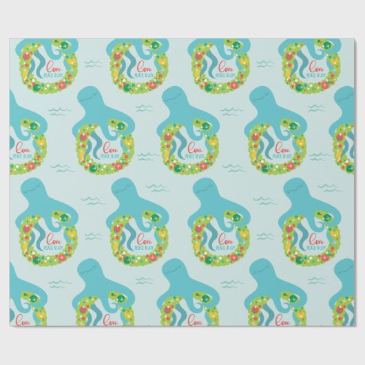 Funny Octopus Kerstmis Cadeaupapier (Vlak)