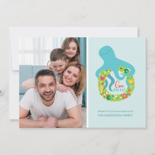 Funny Octopus Kerstmis Feestdagenkaart (Voorkant)