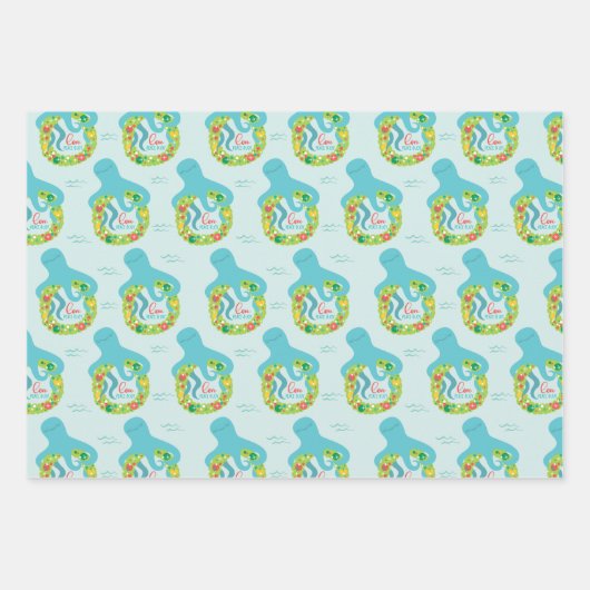 Funny Octopus Kerstmis Inpakpapier Vel (Voorkant)